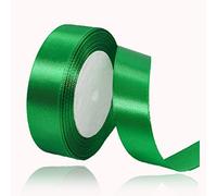 Green Satin Ribbon 25mm x 23 Meters, Solid Color Fabric Present Ribbon for Crafting, Gift Wrapping, Hair Bows, Balloons, Cakes Decoration, Bridal Bouquet, Sewing, Birthday Party and DIY Handicrafts