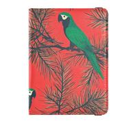 Green Scarlet Macaw Red Pine Trees Merry Christmas Leather Passport Holder Covers Case Passport Case Travel Documents Wallet Passport Cover with RFID Blocking Ultra Slim, Green Scarlet Macaw Red Pine
