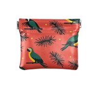 Green Scarlet Macaw Red Pine Trees Merry Christmas Women Leather Cash Wallet Unique Jewelry Organizer for Women Boys Girls