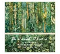 Green Scrapbook Paper Pad 6 x 6 in- 24 Sheets Forest Patterned Designed Tree Decorative Decoupage Folded Card Material Gift Wrapping Planners Junk Journal DIY Crafts Photo Album