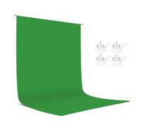 Green Screen 1.5×2m/5x6.5ft, Photo Backdrop, Portable Backdrop for Photography, Thicken Cloth Background for Photo Studio, Live Streaming, Zoom Meeting, with 4 Wall Hook