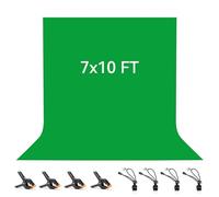 Green Screen Backdrop 2 x 3 M / 7 x 10 FT, Vevelux 100% Polyester Photography Background Foldable with 4 Spring Clamps & 4 Anti-Wrinkle Clips for Studio Photo Video Shooting