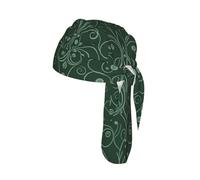 Green Scroll Pattern Design (2) Printed Quick Drying Cycling Cap, Breathable Mesh Bandana Helmet Liner, for Running Fishing
