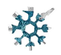 Green Sea Blue Seaweed 19-in-1 Snowflake Multi Tool, Stainless Steel Metal Snowflake Multitool with Keychain, Compact & Portable Tools for Outdoor Camping Survival Daily Use Gift for Men