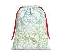 Green Sea Blue Seaweed Christmas Drawstring Gift Bags Large Size Xmas Goody Wrapping Bags Valentine Favors Party