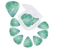 Green Sea Blue Seaweed Guitar Picks 12 Pack Personalized Plectrums with Organizer Storage Box, Colorful Celluloid Guitar Plectrum Includes Thin, Medium, Heavy Picks for Acoustic Guitar Bass Picks
