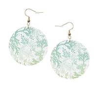 Green Sea Blue Seaweed Leather Round Earrings Daily Accessories Working At Work Women'S Fashion