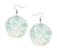 Green Sea Blue Seaweed Leather Round Earrings Daily Accessories Working At Work Women'S Fashion