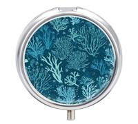 Green Sea Blue Seaweed Pill Case Pill Box with 3 Compartments