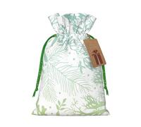 Green Sea Blue Seaweed Print Birthday Gifts Wrap Bag Unique Drawstring Gifts Bag Canvas Bags for Party Wedding Present,1 Piece S