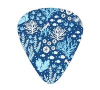 Green Sea Blue Seaweed Print Guitar Picks, 12 Pcs Guitar Plectrums Celluloid Pick Classical Triangle Picks for Acoustic, Electric, Bass Guitar including 0.46mm 0.71mm 0.96mm