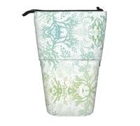 Green Sea Blue Seaweed Print Telescopic Standing Pencil Bag/Stand Up Stationery Bag/Makeup Bag/Storage Case