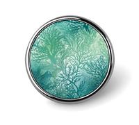 Green Sea Blue Seaweed Round Badge Personalized Metal Lapel Pin Badges Fit Clothing Bags Hat Humorous Printed Brooch Badge Party Decorations Accessories for Men Women