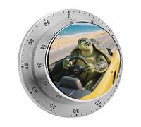 Green Sea Turtle Animal Driving Car Kitchen Timer 60 Minute Visual Wind Up Timers Indoor Mechanical Timers with Magnetic Base Stainless Steel Timer for Home Cooking Time Management Tool