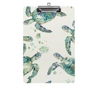 Green Sea Turtle Clipboard, A4 Acrylic Clipboards with Hanging Hook, Ultra Lightweight & Shatterproof Writing Board for Office, Nurses, 8.5" X 12.5"