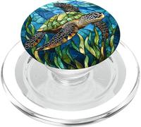 Green Sea Turtle Round Art PopSockets PopGrip for MagSafe