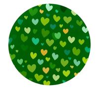 Green Seamless Pattern with Tiny Hearts Small Round Mouse Pad, Anti-Slip Rubber Computer Mousepad for Office Home Gaming Laptop, 10 x 10 Inch