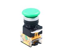 Green Self Locking Type Mushroom Push Button Switch 22mm/0.86in 1NO+1NC Mushroom Switch Emergency Stop Push Button 10A for Industrial Machinery CNC Machine Tools