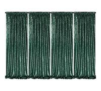 Green Sequin Backdrop Curtains 4 Pcs 2ftx8ft Glitter Shimmer Fabric