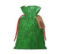 Green Sequin Sparkle 1 Pcs Christmas Drawstring Gift Bag 4.7x 6.9in,For Giving Gifts At Holiday Parties Packaging