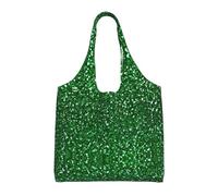 Green Sequin Sparkle Aesthetic Tote Bag For Girls : With Full-Page Printing For Women Lady Canvas Polyester Tote Bag