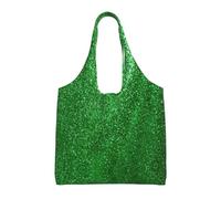 Green Sequin Sparkle Aesthetic Tote Bag For Girls : With Full-Page Printing For Women Lady Canvas Polyester Tote Bag