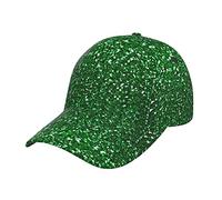 Green Sequin Sparkle Baseball Cap Fits Men Women Sport Hat Versatile Washed Dad Hat with Ponytail Hole, Green Sequin Sparkle, One Size