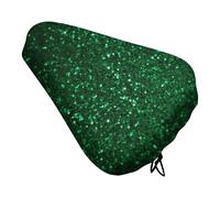 Green Sequin Sparkle Bike Seat Cover Waterproof Oxford Fabric, Universal Adjustable Bicycle Saddle Cover with Drawstring Easy Install Protective Rain Dust Covers for Women Men
