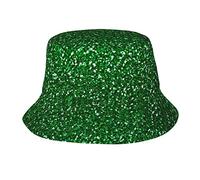 Green Sequin Sparkle Bucket Hat Foldable Lightweight Packable Outdoor Summer Beach Fishing Sun Hat for Men and Women, Black, One Size, Black, One Size