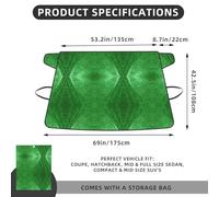Green Sequin Sparkle Car Windshield Cover for Ice and Snow, Heavy-Duty Windshield Snow Cover with Storage Bag, Sun & Frost Protection, Easy Install
