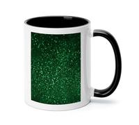 Green Sequin Sparkle Ceramic Coffee Mug with Handle 11 Ounces, Porcelain Mug Coffee Cup Tea Mug Water Cup Ideal for Coffee,Tea,Latte,Cappuccino,Microwave & Dishwasher Safe Unique Gift Cup