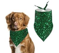Green Sequin Sparkle Dog Bandanas for Feeding Grooming, Triangle Pet Bibs for Cats & Dogs Washable Fashion Pets Scarf for Party Travel 27.6 X 11.8 Inch
