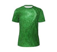 Green Sequin Sparkle Dry Fit T-Shirts for Men - Moisture Wicking Gym Shirts,Workout Shirts with Round Neck,Ideal for Fitness, Black, XXL