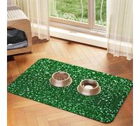 Green Sequin Sparkle Durable Pet Absorbent Tablecloth Non-Slip Dining Pad For Dog Cat Food Water Bowls Feeder Mat