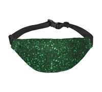 Green Sequin Sparkle Fanny Pack for Men Women Crossbody Waist Bag Everywhere Belt Bag Wallet Hip Bum Bag with Adjustable Strap Casual Chest Bag for Outdoor Hiking Cycling, Black, One Size