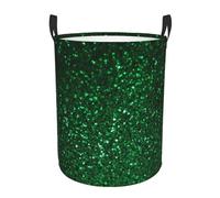 Green Sequin Sparkle Laundry Basket with Handles Round Laundry Hamper Waterproof Clothes Storage Basket Collapsible Tall Basket Organizer Lightweight Dirty Clothes Hamper Medium