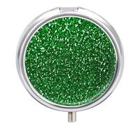 Green Sequin Sparkle Pill Box 3 Compartment Small Pill Case for Purse Travel Pill Organizer Metal Pill Holder Portable Pill Container Medicine Organizer for Vitamin Fish Oil Supplements