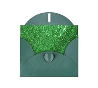 Green Sequin Sparkle Print Blank Cards and Envelopes 5" x 6" for Wedding Birthday Invitations and All Occasions