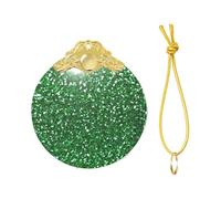 Green Sequin Sparkle Print Christmas Metal buckle Glass round pendant Ornaments, 2025 Xmas Tree Decoration