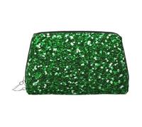 Green Sequin Sparkle Print Cosmetic Bag for Women Travel Toiletry Dorm Room Use Makeup Bags Organizer