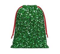 Green Sequin Sparkle Print Gift Drawstring Bag Holiday Party Wedding Birthdays Wrapping Seasonal Celebrations