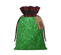 Green Sequin Sparkle Print Gift Drawstring Bags Reusable Pouches Birthday Wedding Party Festive Gatherings