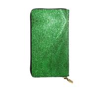 Green Sequin Sparkle Print Leather Long Clutch Wallet – Fashionable Personalized Wallet, Multiple Card Slots, Gift Ready, Black, One Size