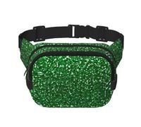 Green Sequin Sparkle Print Men Women Square Double Layer Waist Bag Outdoor Hiking Running Everyday Wear