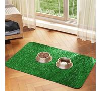 Green Sequin Sparkle Print Pet Food Mat Absorbent Non Slip PU Leather Feeding Mat for Dogs Cats Rubber Bottom