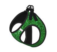 Green Sequin Sparkle Print Pet Leash Vest Soft Adjustable Step in Puppy Vest Outdoor Walking with Leash