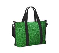 Green Sequin Sparkle Print Travel Hand Bag for Women Men Lightweight Foldable for Weekend Trips Gym Vacation