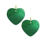 Green Sequin Sparkle Printed Christmas Decoration Pendant, Fireplace Ceramic Heart Shaped Hanging 1 Piece Xmas Tree Ceramic Hanging