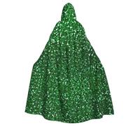 Green Sequin Sparkle Printed Hooded Cloak For Adults,Versatile Party Cape | Role Play Cloak That Pairs With Witch,Wizard,Vampire,Or Knight Looks For Themed Parties And Balls