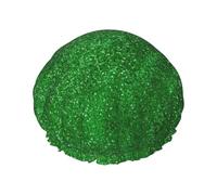 Green Sequin Sparkle Printed Large Shower Cap, Double Layer Hair Protector For Facial Care, Reusable Hair Wrap